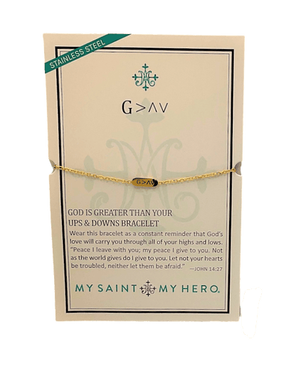 God is Greater than Your Ups & Downs Bracelet - Silver or Gold Gold Bracelets My Saint My Hero