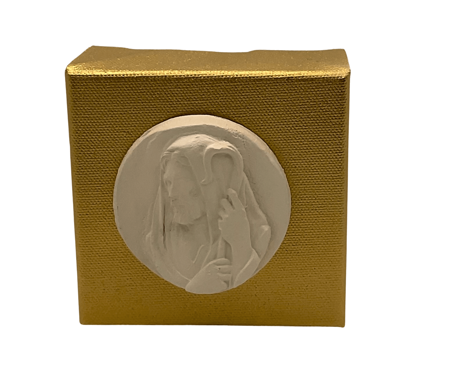 Gold Canvas with Jesus Intaglio Jesus the Good Shepherd Artwork, Sister Dulce Gift Shop, Catholic Store,