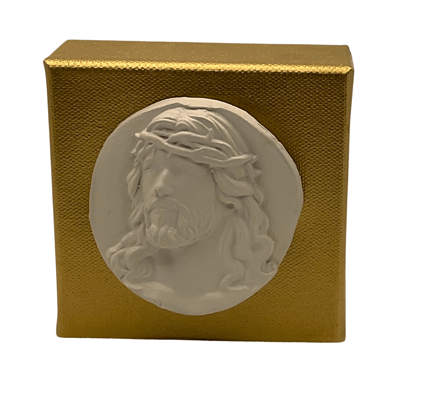 Gold Canvas with Jesus Intaglio Jesus With Crown of Thorns Artwork, Sister Dulce Gift Shop, Catholic Store,