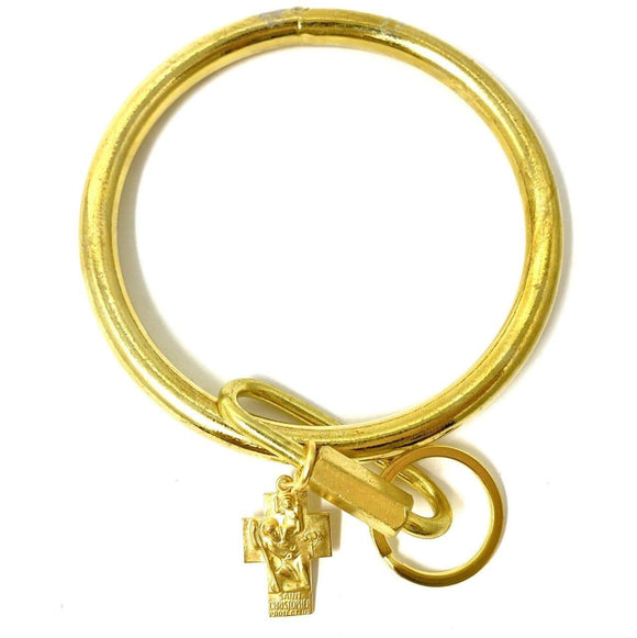 Gold Key Rings with Medal Saint Christopher key ring Weisinger Designs