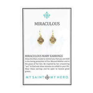 Gold Miraculous Mary Earrings
