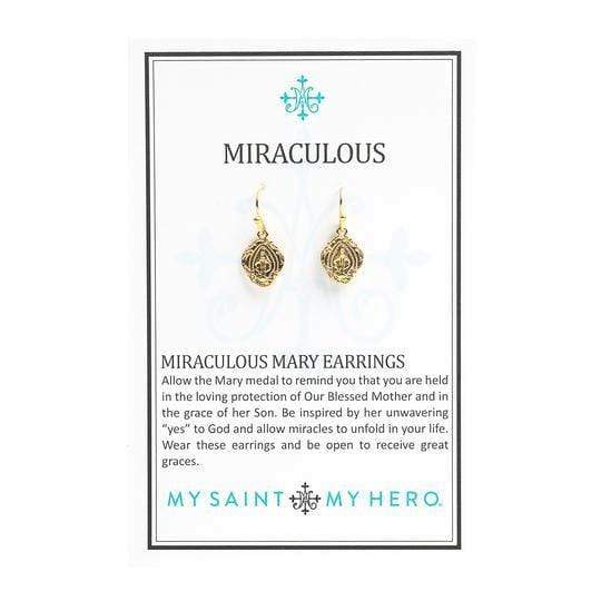 Gold Miraculous Mary Earrings