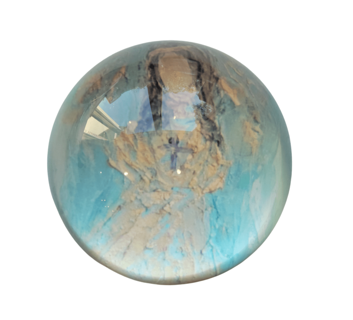 Hand Painted Glass Paperweights Angel with Cross Art, Sister Dulce Gift Shop, Catholic Store, Religious Store