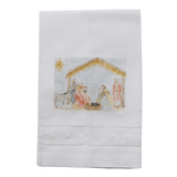 Hand painted towel - Angel, Baby Jesus, Manger, Nativity Manger Cypress Springs Gift Shop