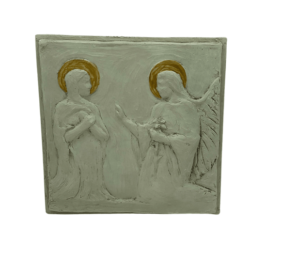 Handmade Pottery Wall Plaques Angel Visits Mary 6.5