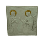 Handmade Pottery Wall Plaques Angel Visits Mary 6.5" x 6.5" Donation
