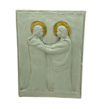 Handmade Pottery Wall Plaques Elizabeth and Mary 6.5" x 8" DonationSister Dulce Gift Shop, Catholic Store, Religious Store, Catholic Art, Religious Art 
