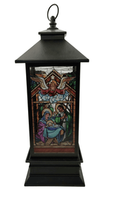 Holy Family Faux Stained Glass Lighted Water Lantern Ornanemt Raz Imports