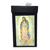 Large Prayerpourri Candle Guadalupe in Black Box Candles Prayers on the Side