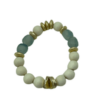 Large Wavy Multi Stone Bracelets Cream with Seaglass Blue Bracelet Parker Madison