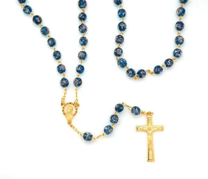 Luminous Glass Rosary from Fatima Blue Rosaries Contreras Religious Art