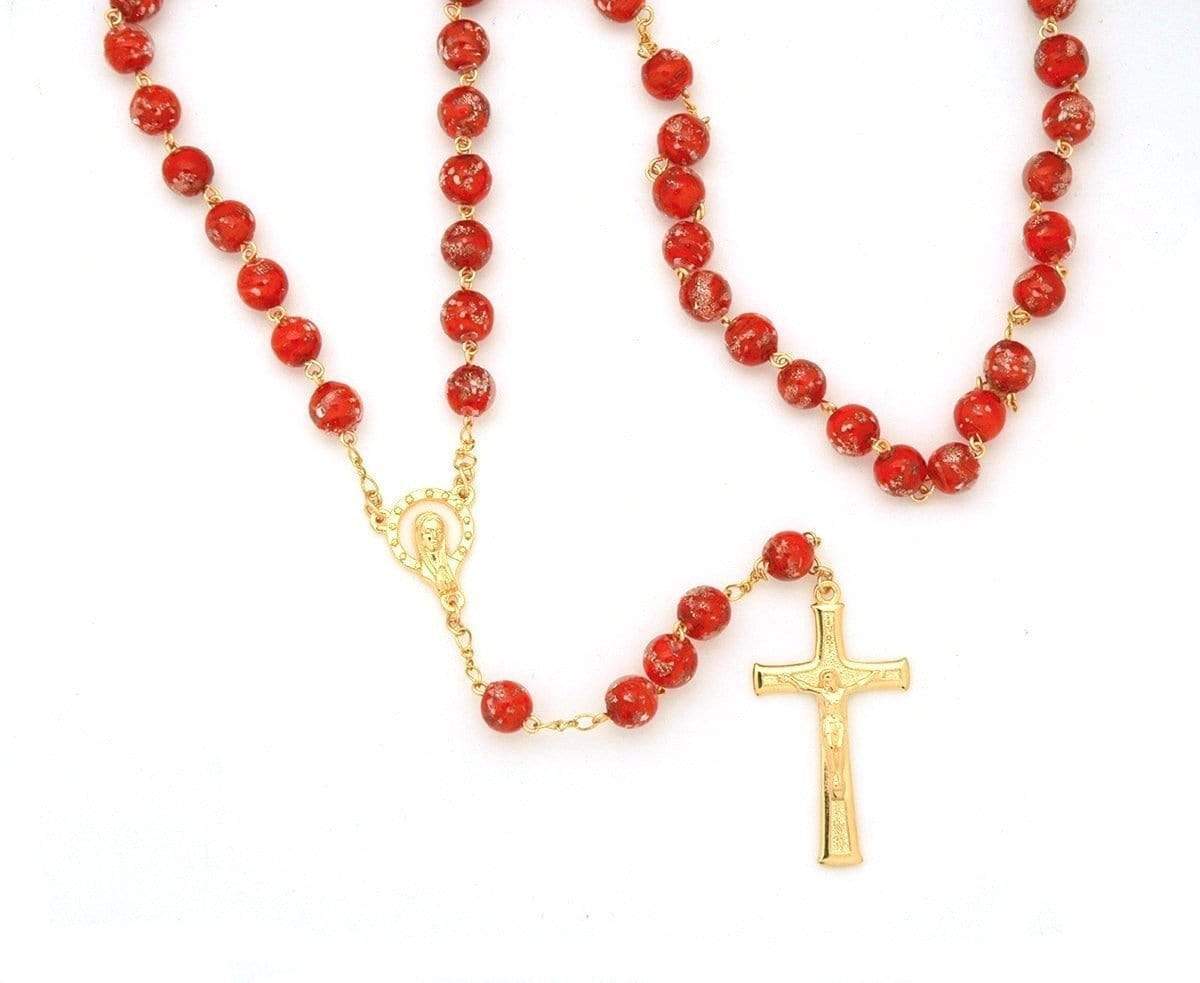 Luminous Glass Rosary from Fatima Red Rosaries Contreras Religious Art