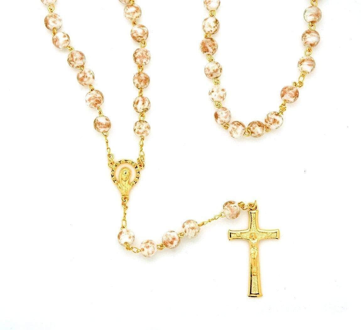 Luminous Glass Rosary from Fatima White Rosaries Contreras Religious Art
