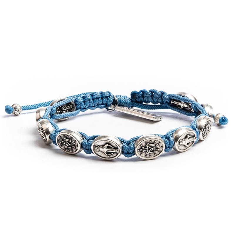 Marian Miraculous Bracelet Light Blue with Silver Medals Bracelet My Saint My Hero