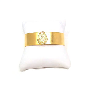 Matte Gold Cuff Mother Mary Bracelet with Pearls Bracelet Weisinger Designs