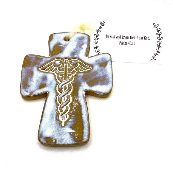Medical Worker Encouragement Pottery Cross Decor Tab Boren Pottery