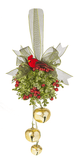 Mistletoe Ornament with Red or Gold Bells Gold Bells Ornament Ganz