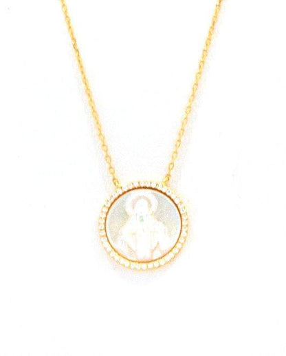 Mother of Pearl Mary Necklace Gold Necklace Citijewels