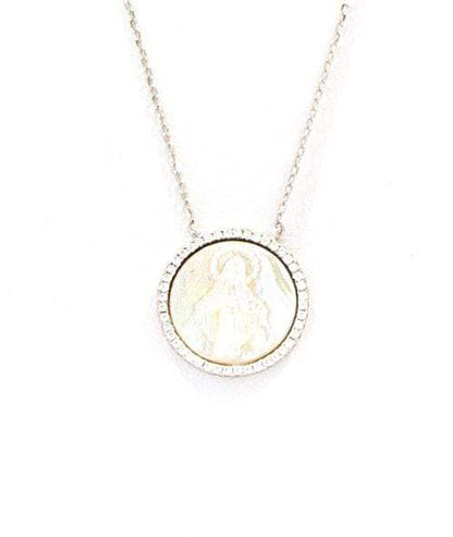 Mother of Pearl Mary Necklace Silver Necklace Citijewels