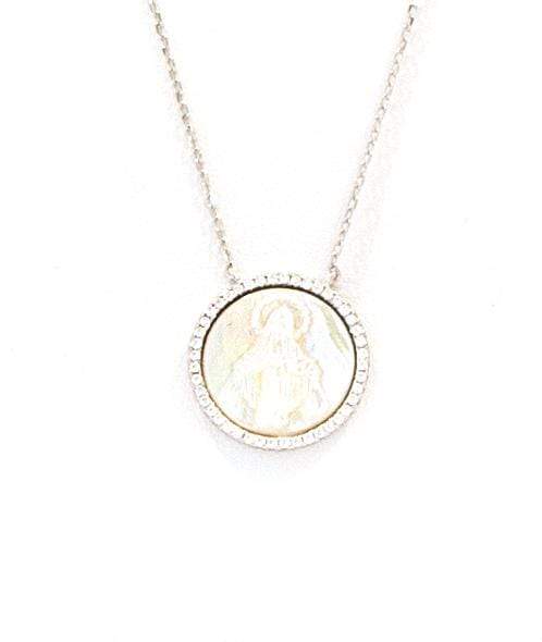 Mother of Pearl Mary Necklace Silver Necklace Citijewels