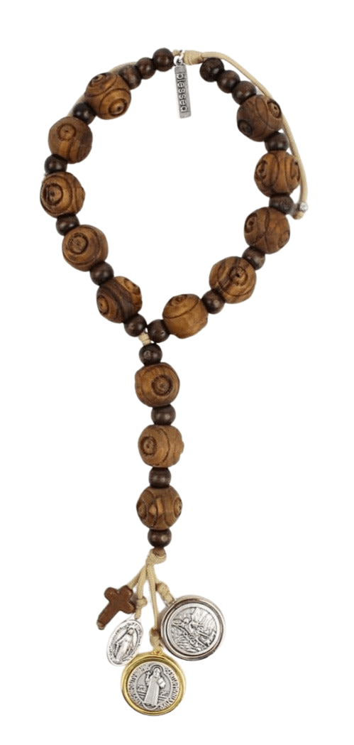 Olive Wood St. Benedict Traditional Home Blessing Door Hanger Wood Beads Door Hangers My Saint My Hero