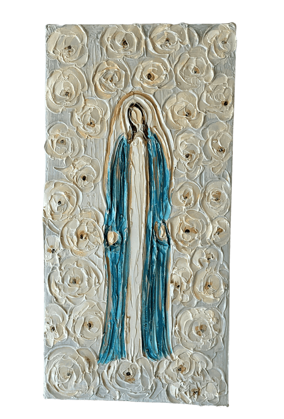 Sister Dulce Gift Shop, Catholic Store, Religious Store, Mary on Roses Wood Artwork