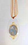 Oval Acrylic Ornament with Blue Intaglio Madonna and Child Ornament Sacred Treasures