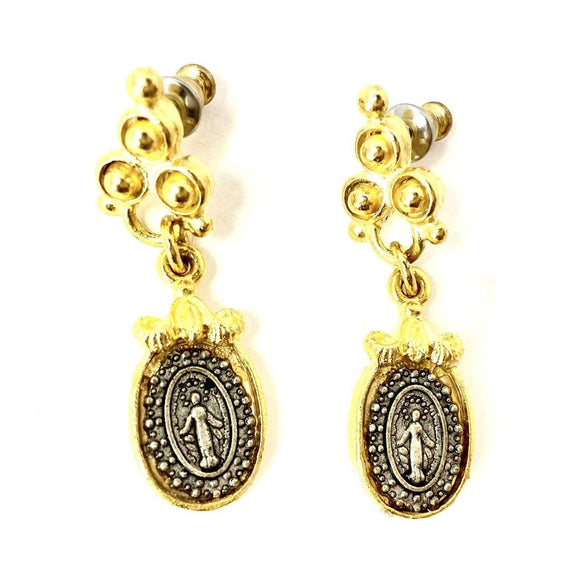 Oval Miraculous Medal Earrings Earrings Weisinger Designs
