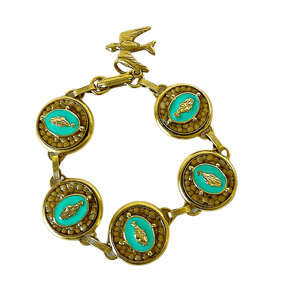 Oval White or Turquoise Stone with Mary Bracelets Turquoise Bracelet Earrings, Sister Dulce Gift Shop, Catholic Jewelry,