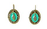 Oval White or Turquoise Stone with Mary Earrings Turquoise Earrings, Sister Dulce Gift Shop, Catholic Jewelry,