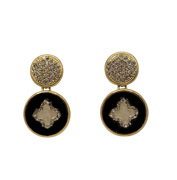 Paveed Cross Disk Drop Earrings Earrings Golden Stella