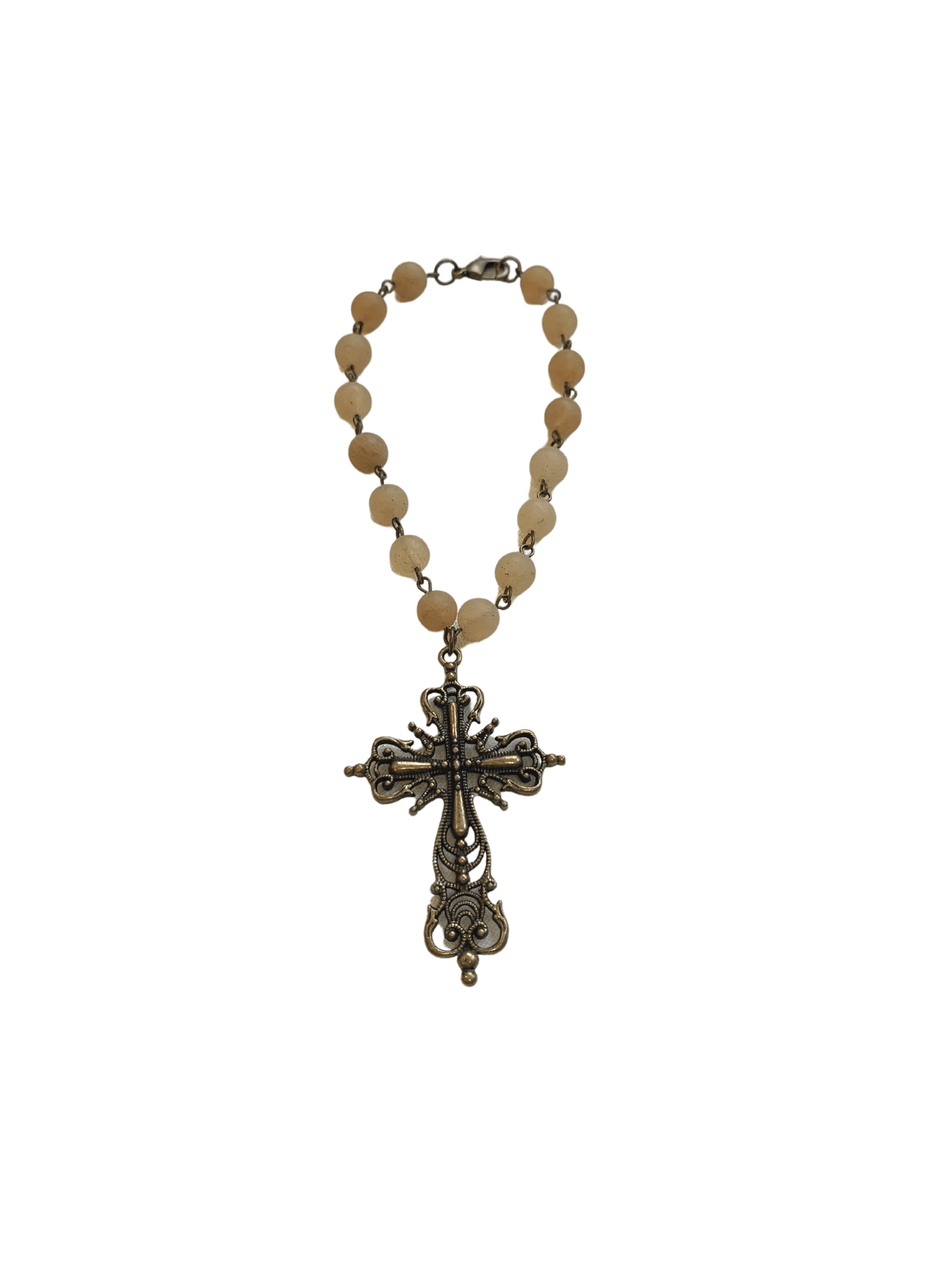 Rearview Mirror Blessing - Pink Beads Smooth Bead - Cross Religious Cypress Springs Gift Shop