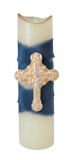 Royal Blue Blessed Mary Flameless Candles Crucifix - 5.5-6" Candles Sacred Treasures