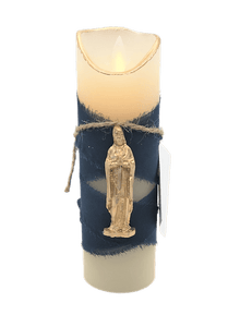 Royal Blue Blessed Mary Flameless Candles Crucifix - 5.5-6" Candles Sacred Treasures