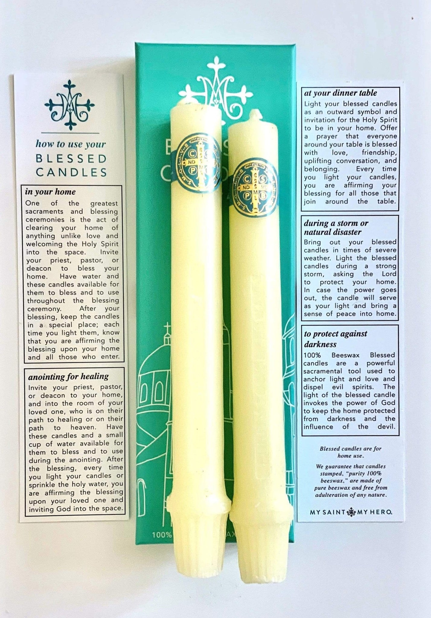 Saint Benedict Candles 100 Beeswax Blessed Candles for Protection