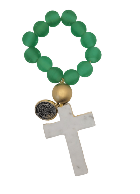 Saint Benedict Home Blessing Green Door Hangers Art by Amy