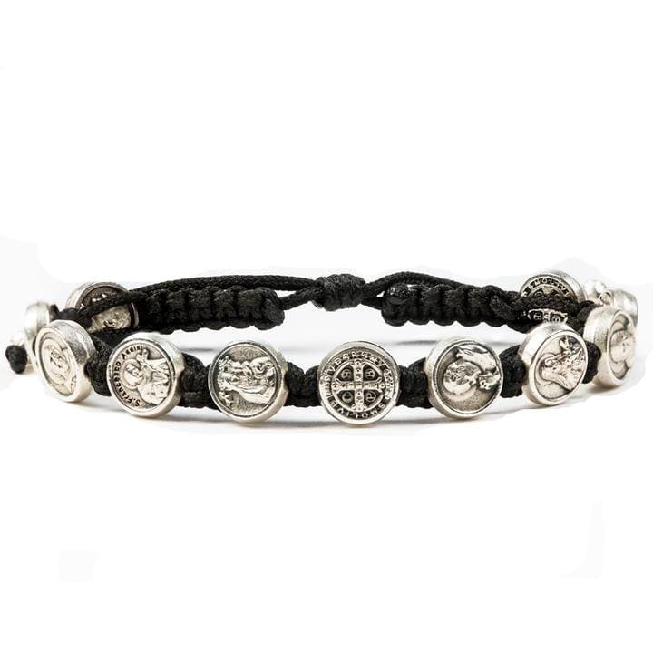 Saints and Heroes Bracelet - Silver & Black Bracelet My Saint My Hero