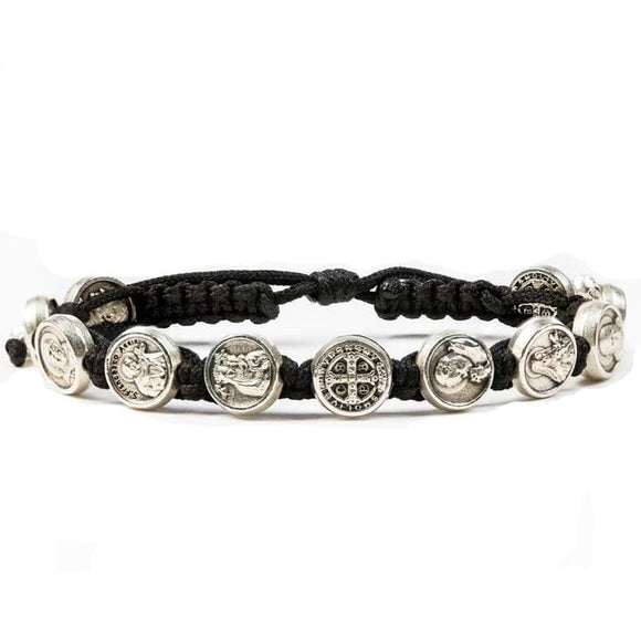Saints and Heroes Bracelet - Silver & Black Bracelet My Saint My Hero