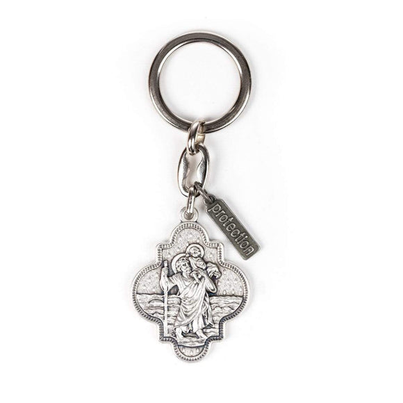 Silver Saint Christopher Travel Protection Key Chain key ring My Saint My Hero