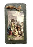 Slate Wall Art Tall Holy Family with Shepherds Artwork Sacred Treasures Prayerful Art