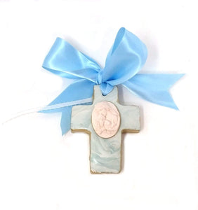 Small Crib Cross with Intaglio Pink Baby Gifts Art by Dene
