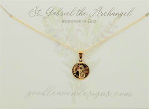 St. Gabriel the Archangel Gold Chain and Charm Necklace Good Leven and Designs