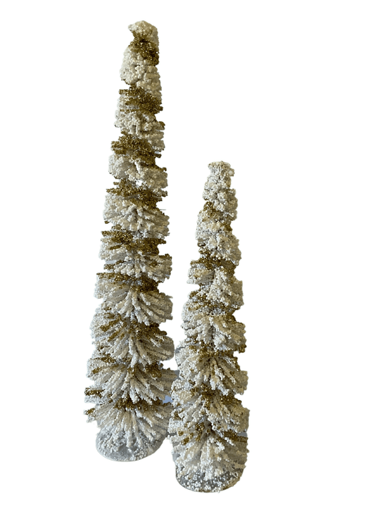 Swirl Glitter White and Gold Christmas Tree - 20" or 28" , Sister Dulce Gift Shop, Catholic Store