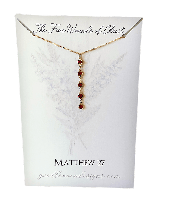 Sister Dulce Gift Shop, Catholic Gift Shop, Catholic Necklace, Religious Necklace,  The Five Wounds of Christ Necklace