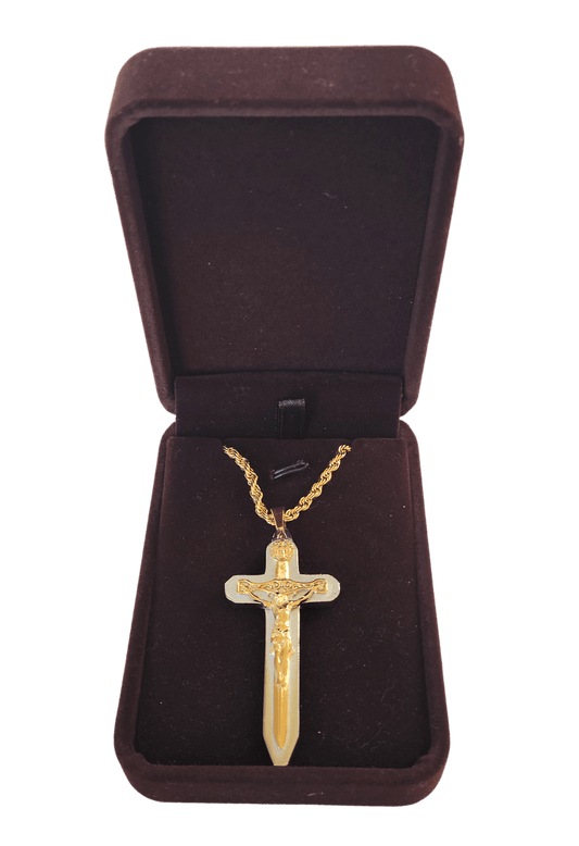 Two-Tone Warrior's Sword Crucifix Pendant Necklace Called to Knighthood, Inc.