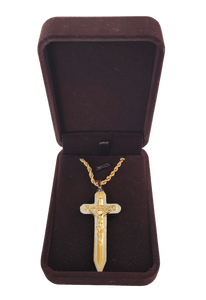 Two-Tone Warrior's Sword Crucifix Pendant Necklace Called to Knighthood, Inc.